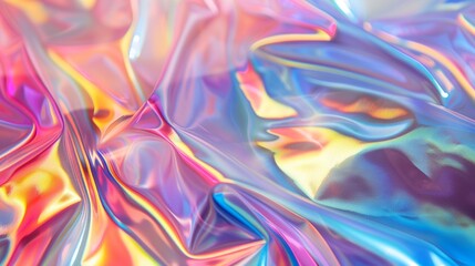 Abstract background of holographic foil with some smooth folds in it