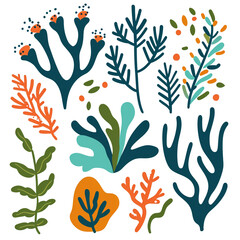 Naklejka premium coral and seaweed clipart which is very cute and simple