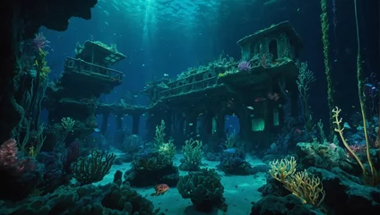 Badkamer foto achterwand underwater world map © Sohaib