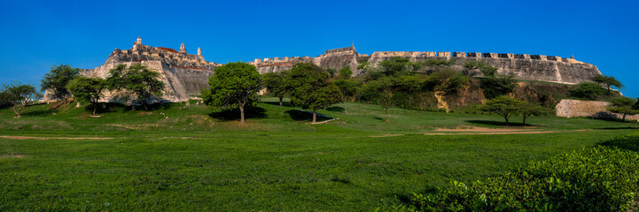 Fototapeta na wymiar Panoramic view of the San Felipe de Barajas Castle, Cartagena Colombia