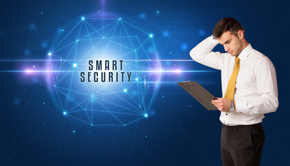 businessman thinking about security