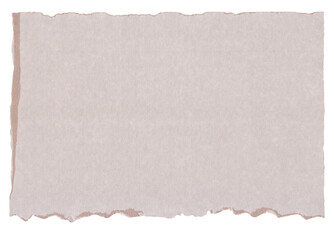 Abstract blank beige background, cardboard with ragged edges isolated on a white background. A template for design, decoration, and text. The texture of coarse paper.