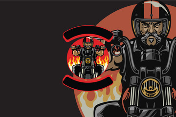 a big motorbike rider logo, with a rider who looks scary like a street punk