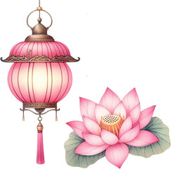 귀여운 연등 연꽃 연등축제, 연등행사 연꽃 축제 석가탄신일 기념 부처님오신날 일러스트 