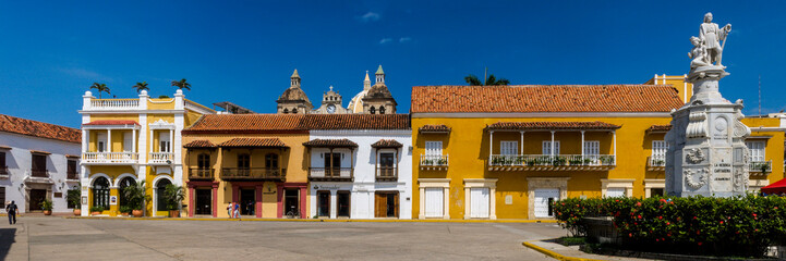 Panoramic view of the Customs Square Historic Center of Cartagena Colombia