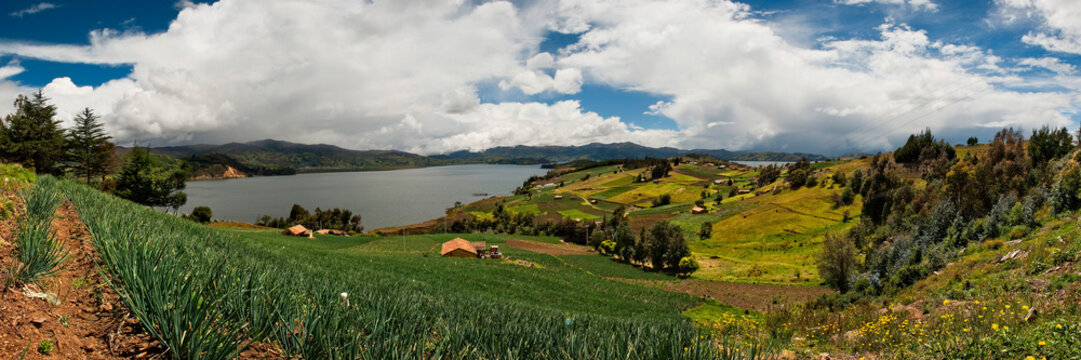 Panoramic view of Lake Tota, Boyaca Colombia