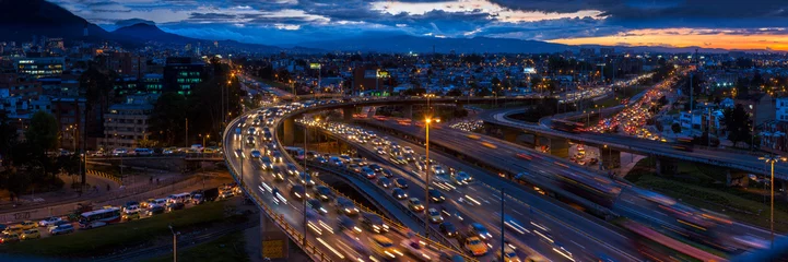 Foto op Canvas Panoramic night view of Quito Avenue and Bogota North Highway © DAVID