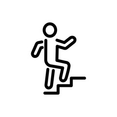 Stair running, line symbol, Climbing the stairs vector editable stroke icon for user interface. Walking on the stairs, evacuation symbol.