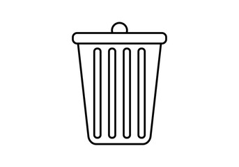 Icono negro de papelera en fondo blanco.
