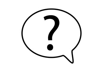 Icono negro de bocadillo con símbolo de interrogación de soporte. 