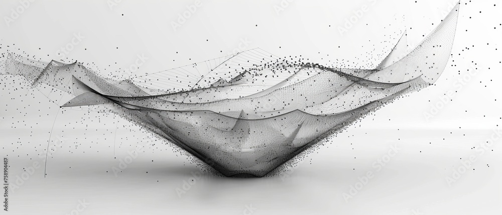 Fototapete wireframe of a big sales funnel isolated on a black background. abstract mash-up of a line and a poi