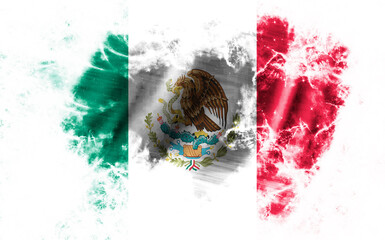 White background with torn flag of Mexico