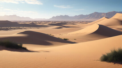 Fototapeta na wymiar Desert landscape. Dunes and sand in the background.