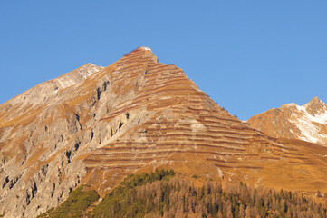 Swiss Alps: Avalanche-protection on Parsenn/Weissfluhjoch mountains above Davos City