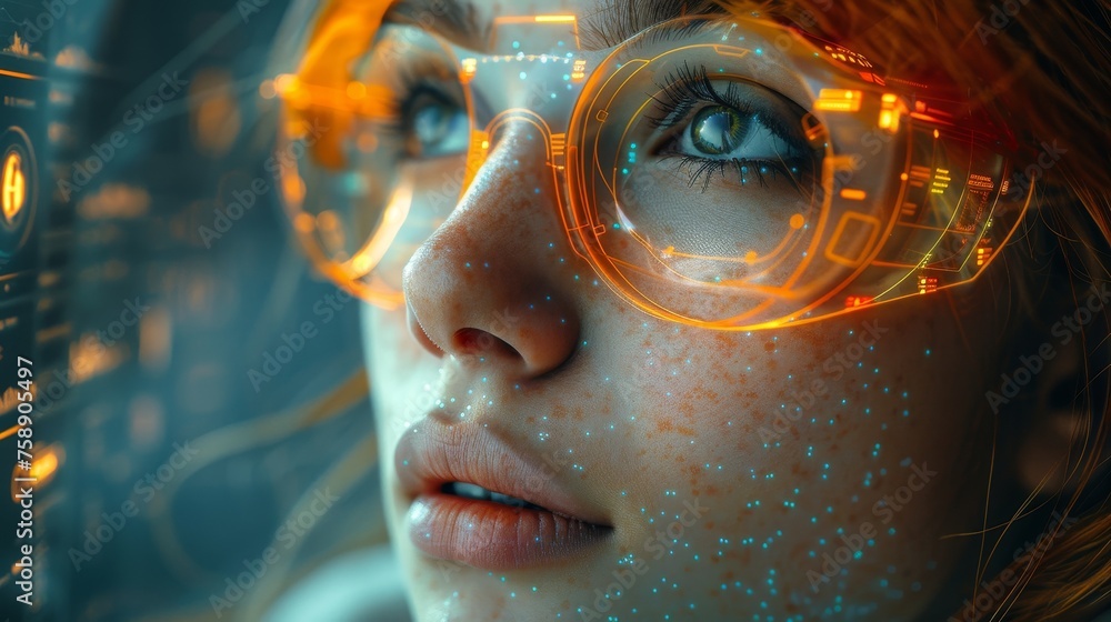 Poster graphical user interface of a young female engineer.