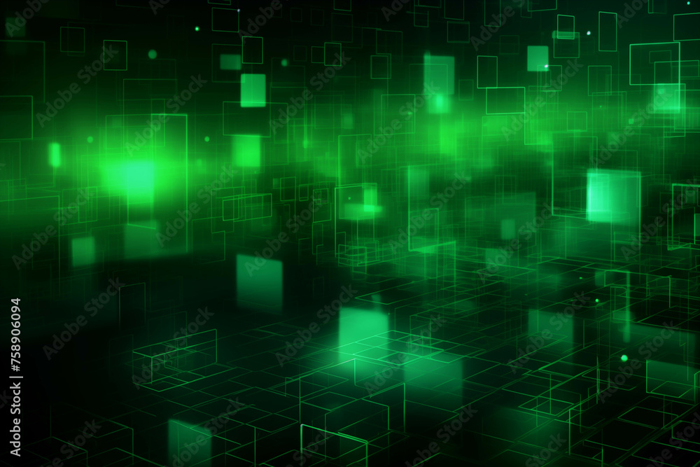 Poster digital wallpaper with a fluorescent green square pattern in a variety of patterns.