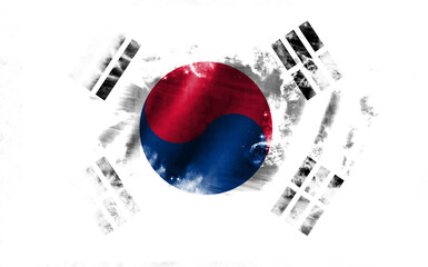 White background with torn South Korea flag