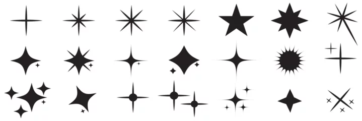 Muurstickers Hand drawn star sparkle shine of doodle set. Star shine twinkle glow, spark glitter, magic party light vector illustration. Hand drawn sketch doodle style line sparkle elements. Vector illustration. © Kakal CF ID 4016033