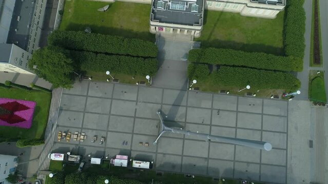 Top Down Spire Iglica Wroclaw Aerial View Poland