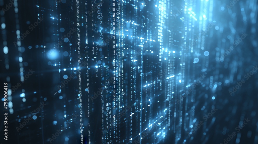 Fototapete A concept of digital transformation. A system engineering technique. A binary code technique. A programming technique.