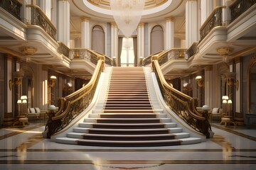 Grand Staircase to Financial Success, luxurious, aspirational, atmosphere, business - obrazy, fototapety, plakaty