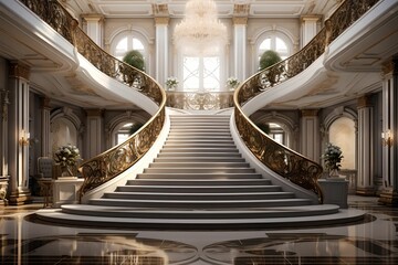 Grand Staircase to Financial Success, luxurious, aspirational, atmosphere, business - obrazy, fototapety, plakaty