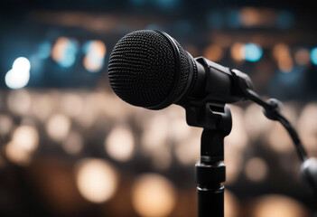 microphone template Tribune poduim illuminated decorative symbol print poster wallpaper background cover album title promo banner design template layout dais tribune lecture speaker concept
