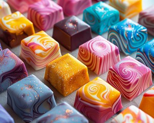Macro perspective of patissier's candy, abstract culinary designs with Batiste texture highlights - obrazy, fototapety, plakaty