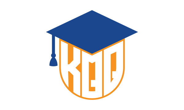KQQ initial letter academic logo design vector template. school college logo, university logo, graduation cap logo, institute logo, educational logo, library logo, teaching logo, book shop, varsity