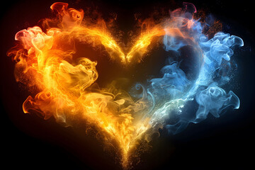 Heart-shaped Smoke on Black Background