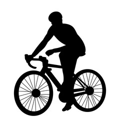 man on a bicycle silhouette on a white background, vector