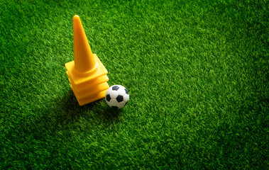ball and cones in training ground , football manager tactic , soccer school