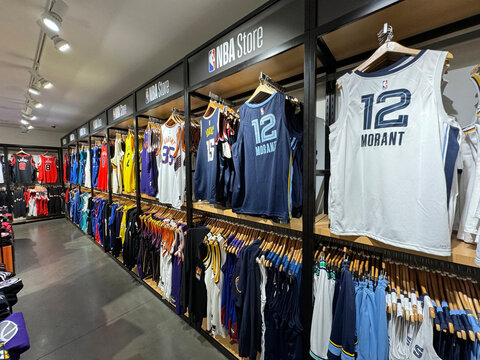 NBA player named jerseys on sale at the NBA store on Fifth Avenue in Manhattan.