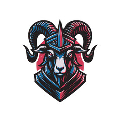 head of goat wear armor helm t-shirt graphic design vector illustration