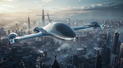 Revolutionary aircraft with AI-driven avionics - obrazy, fototapety, plakaty