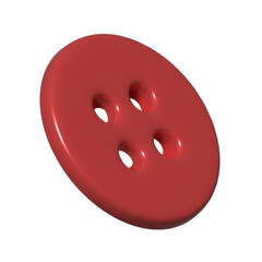 Vector 3d Realistic Button for Clothes close-up Isolated. Red round Clothes Button.