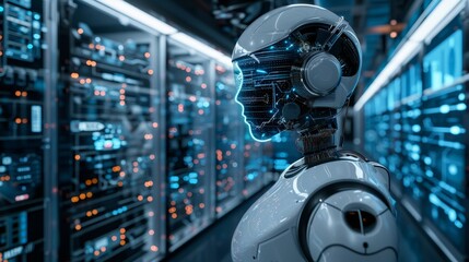 Fototapeta premium A cutting-edge workshop where service robots are meticulously designed