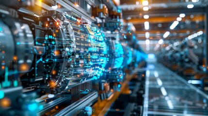 Fototapeta premium A high-tech factory floor, buzzing with the synergy of robotics and automation