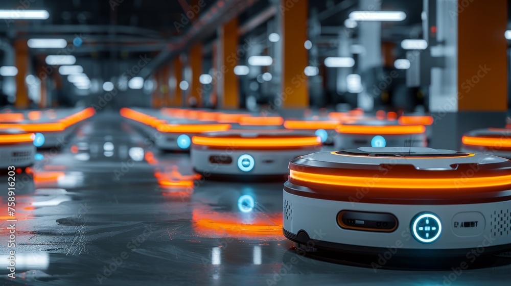 Poster a logistics center where service robots and automation technologies