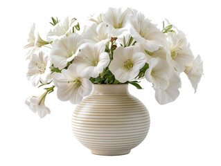 vaso elegante con fiori bianchi PNG, scontornato 