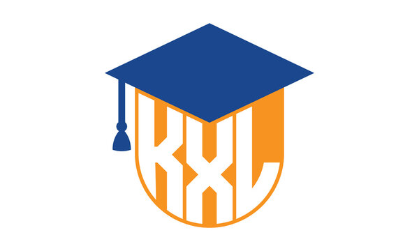KXL initial letter academic logo design vector template. school college logo, university logo, graduation cap logo, institute logo, educational logo, library logo, teaching logo, book shop, varsity