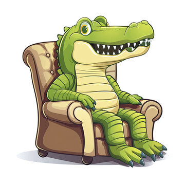 Crocodile Sitting Chair, Isolated Transparent Background Images