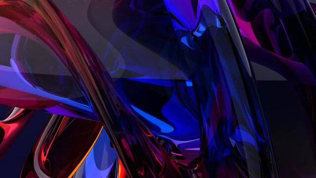 moderne geschmeidige gläserne violett blaue abstrakte Figur, Design, Hintergrund, Geometrie, Wirbel, Kurven, rot
