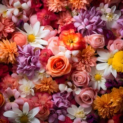 Foto op Canvas Colorful Floral Diversity: A Fresh and Vibrant Collection of Blooming Flowers at a Local Market © Ophelia