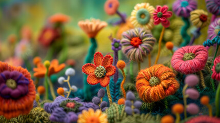 Felt spring flowers. Spring concept. 