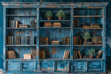 Large bookshelf in an old library, Bookcase with old books