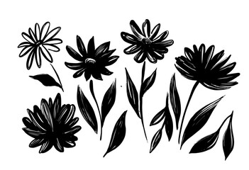 Flowers hand drawn vector. Brush pattern - 758919016