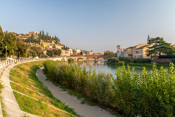scenery on the systreets of verona, italy