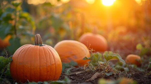Growing pumpkin harvest and producing vegetables cultivation. Concept of small eco green business organic farming gardening and healthy food