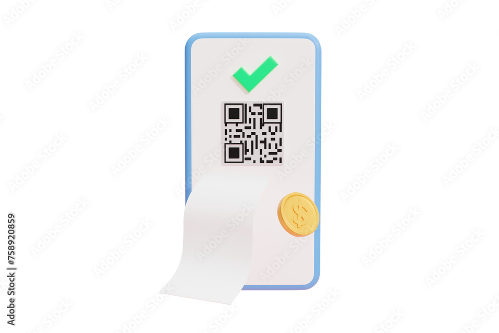 Aufkleber 3d rendered illustration of the concept of payment or online transaction using a mobile phone with a